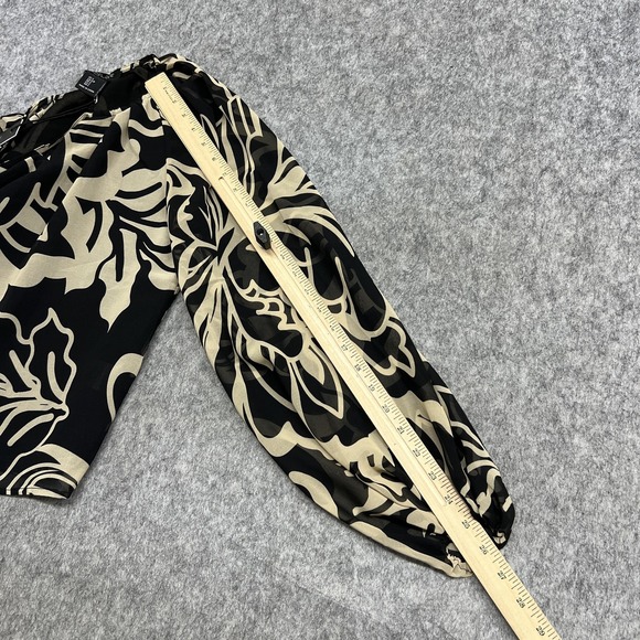 Rachel Zoe Shirt Womens S Beige Floral Balloon Sleeve Chiffon Blouse Top Preppy - Picture 15 of 16